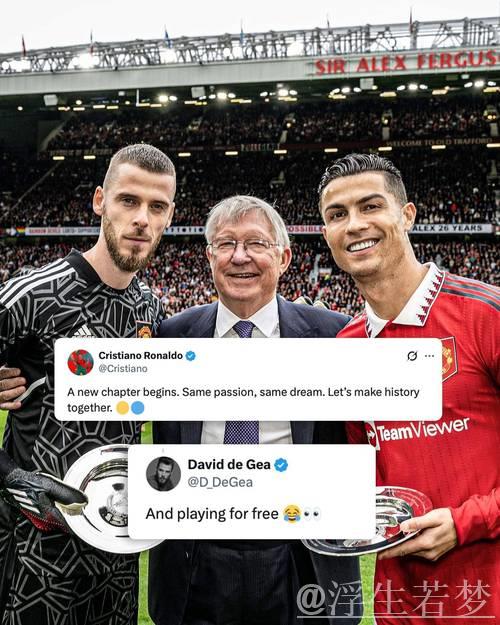 C罗晒与胜利续约庆祝，年薪2亿欧登顶，德赫亚幽默评论免费踢球